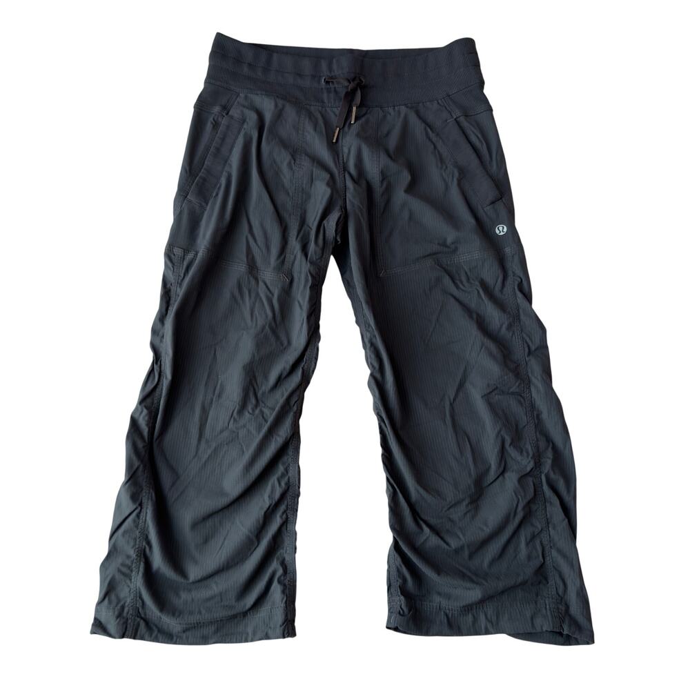 Lululemon Studio Crop Pants Size 4 Black Drawstring Lightweight Athleisure